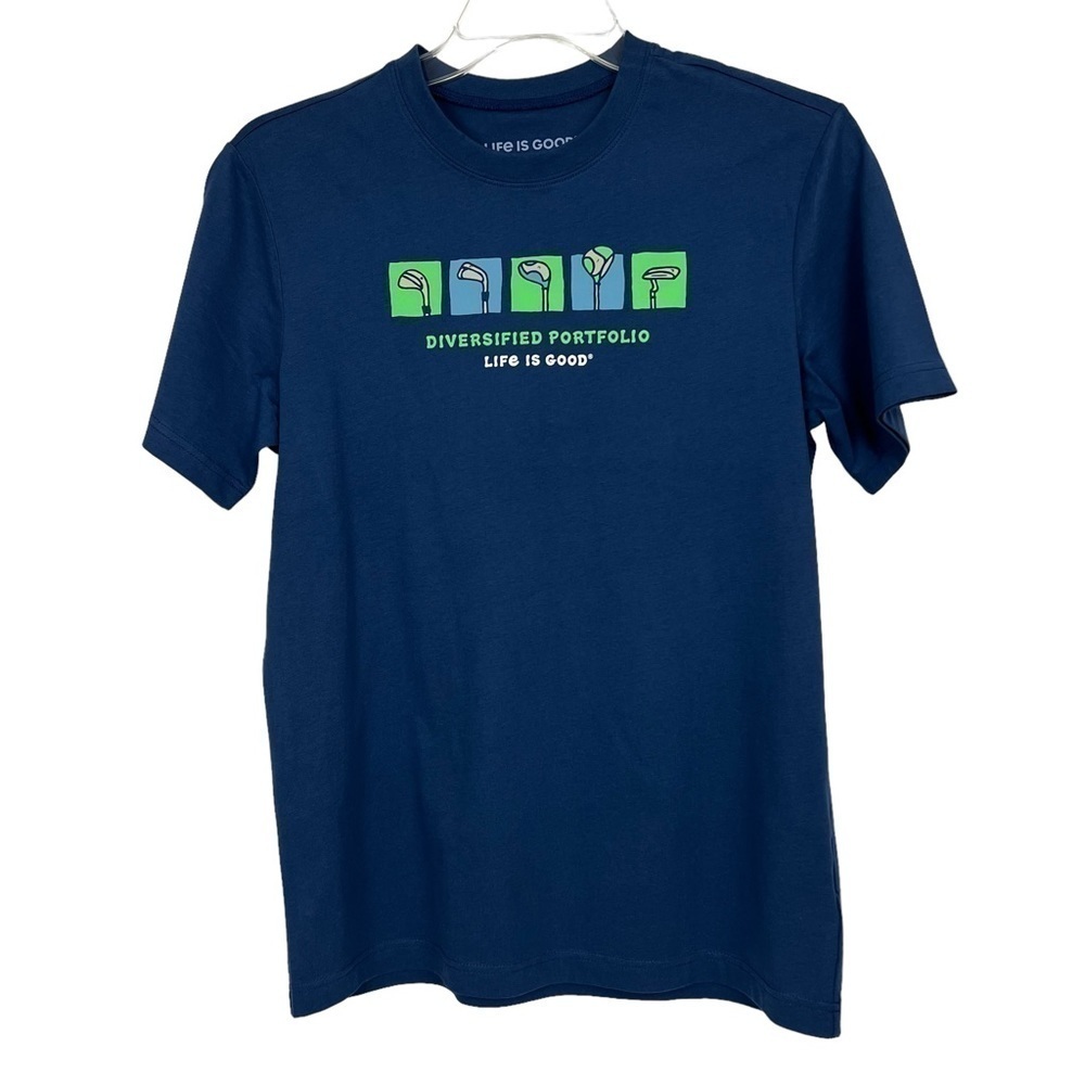 Life Is Good Men’s Shirt Sz Small “Diversified Portfolio Life Is Good” Golf SS